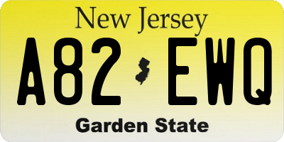 NJ license plate A82EWQ