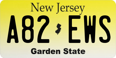 NJ license plate A82EWS