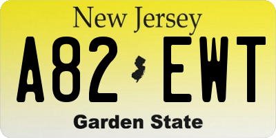 NJ license plate A82EWT