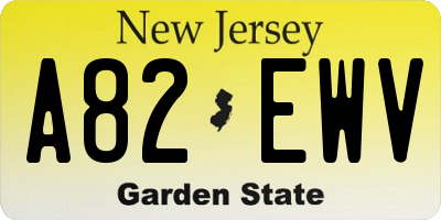 NJ license plate A82EWV