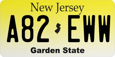 NJ license plate A82EWW