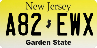NJ license plate A82EWX