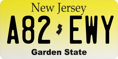 NJ license plate A82EWY