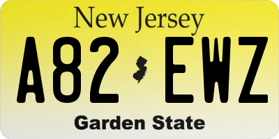 NJ license plate A82EWZ
