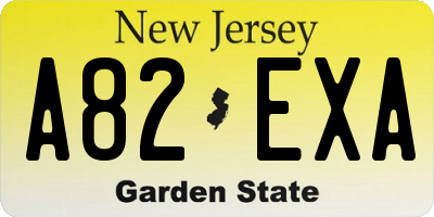NJ license plate A82EXA