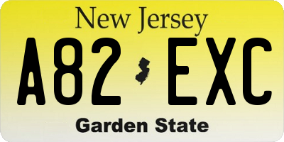NJ license plate A82EXC