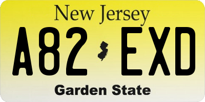 NJ license plate A82EXD