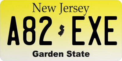 NJ license plate A82EXE