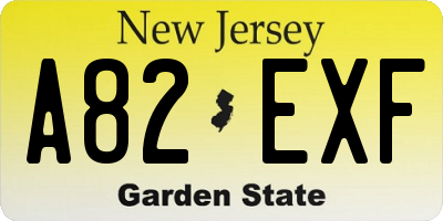 NJ license plate A82EXF