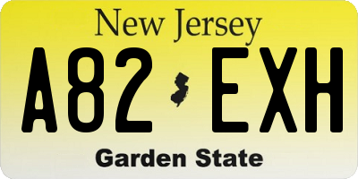 NJ license plate A82EXH