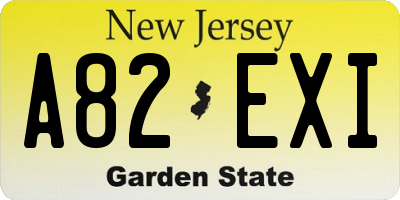 NJ license plate A82EXI