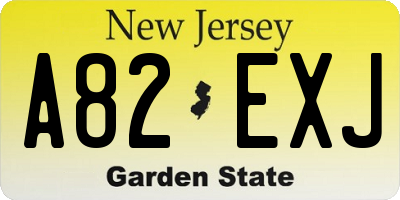 NJ license plate A82EXJ
