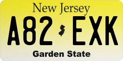 NJ license plate A82EXK