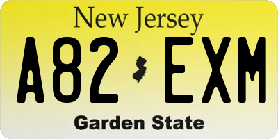 NJ license plate A82EXM