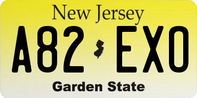NJ license plate A82EXO
