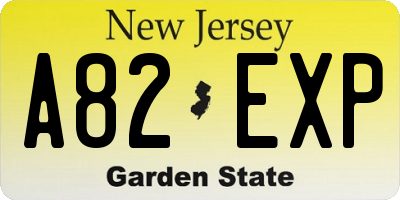 NJ license plate A82EXP