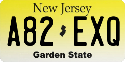 NJ license plate A82EXQ