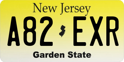 NJ license plate A82EXR