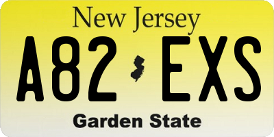 NJ license plate A82EXS