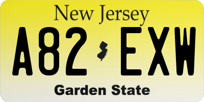 NJ license plate A82EXW