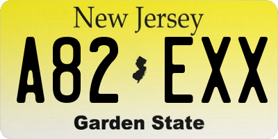 NJ license plate A82EXX