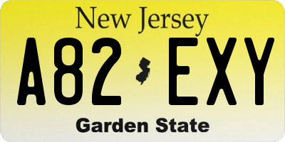 NJ license plate A82EXY