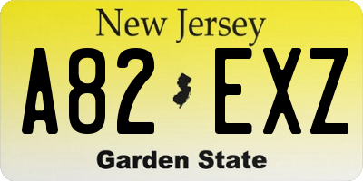 NJ license plate A82EXZ