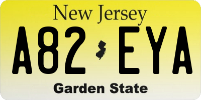 NJ license plate A82EYA