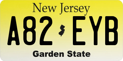 NJ license plate A82EYB