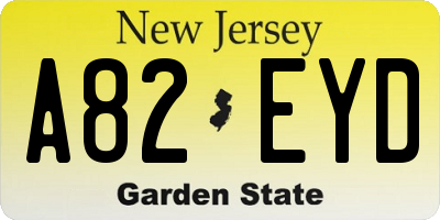 NJ license plate A82EYD