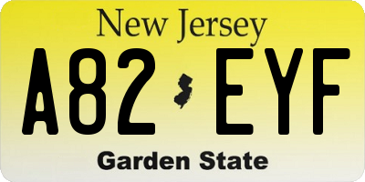 NJ license plate A82EYF