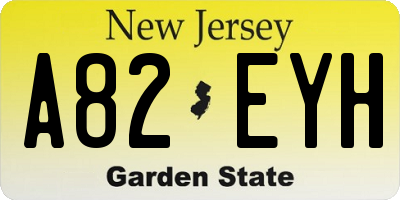 NJ license plate A82EYH