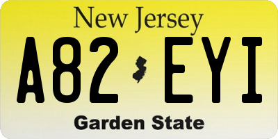 NJ license plate A82EYI