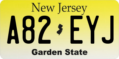 NJ license plate A82EYJ