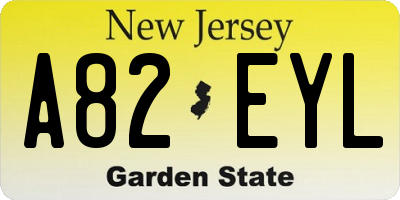 NJ license plate A82EYL
