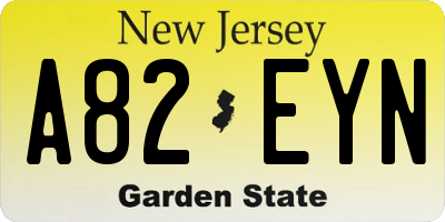 NJ license plate A82EYN