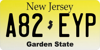 NJ license plate A82EYP