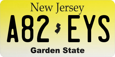 NJ license plate A82EYS