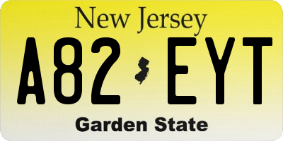 NJ license plate A82EYT