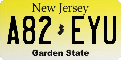 NJ license plate A82EYU