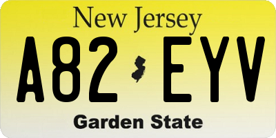 NJ license plate A82EYV