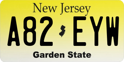 NJ license plate A82EYW