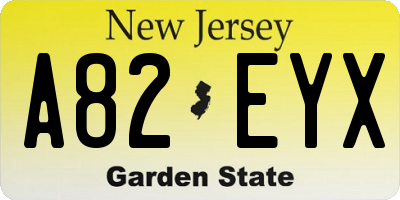 NJ license plate A82EYX