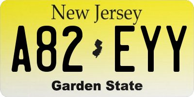 NJ license plate A82EYY