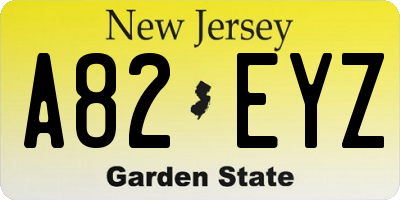NJ license plate A82EYZ