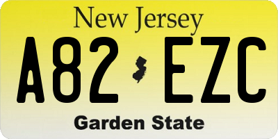 NJ license plate A82EZC