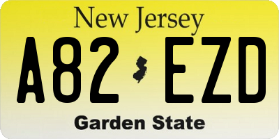 NJ license plate A82EZD