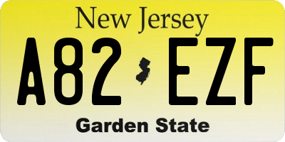 NJ license plate A82EZF
