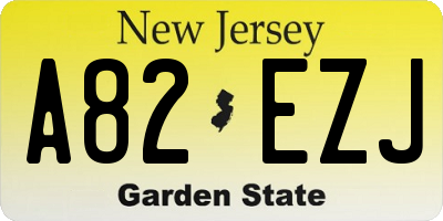 NJ license plate A82EZJ
