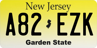NJ license plate A82EZK